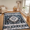 NAYSAYE 5' x 7' Vintage Bohemia Persian Area Rug Non Slip Washable Carpet for Living Room Bedroom Geometry Pattern, Black and Blue - 4 of 4