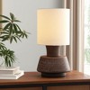 HomeRoots 27" Distressed Brown Solid Wood Urn Table Lamp With Beige Drum Shade - 2 of 4