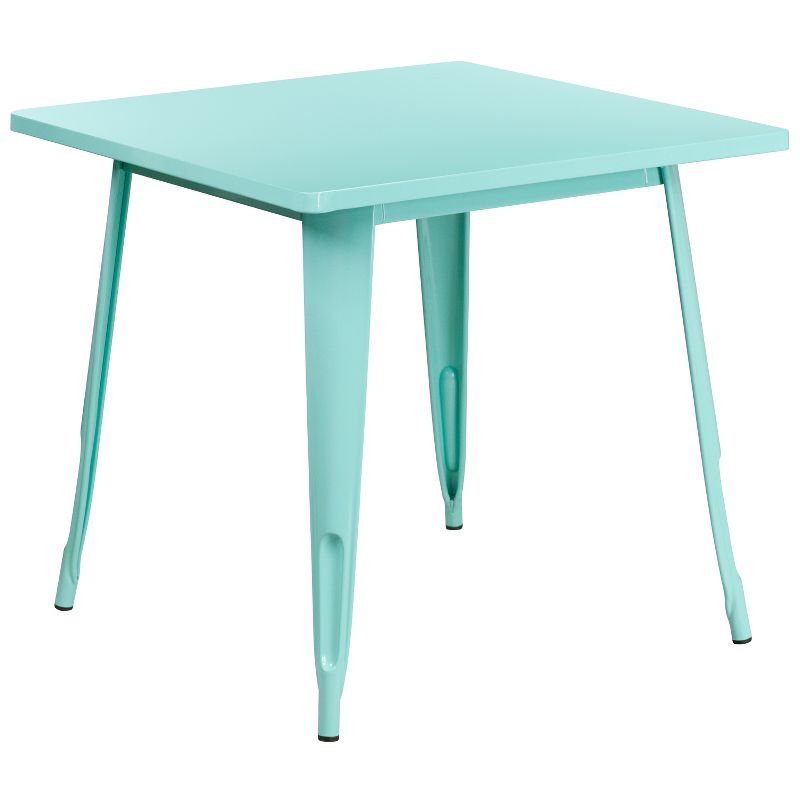 Emma and Oliver Commercial Grade 31.5" Square Colorful Metal Indoor-Outdoor Dining Table, 1 of 3