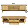 67" Mid-Century Modern Rattan TV Stand for 75 Inch TV,Modern Farmhouse Media Console with Sliding Doors for Living Room-Baofuwish - 4 of 4