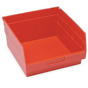 Quantum Storage Systems Economy Shelf Bin, Nesting, 11-5/8"W X 11-1/8"D X 6"H, (7) Divider Slots, Rear Hanglock, - 1 of 1