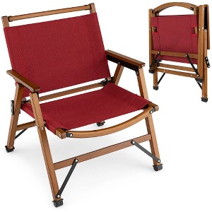 Costway Patio Folding Camping Beach Chair Portable Picnic Fishing Bamboo Frame Armrest - 1 of 4