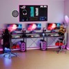 U Shaped Desk, 126 Inch Gaming Desk with Monitor Stand and LED Lights, Reversible Shaped Large Computer Desk with Power Outlets, Office Desk - 2 of 4