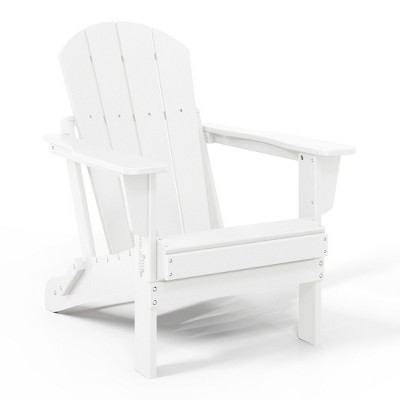 White HDPE Outdoor Folding Adirondack Chair with Wide Armrests