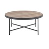 32" Wood & Metal Round Coffee Table with Sturdy Crossbar Support and Industrial Style for Living Room - 2 of 4