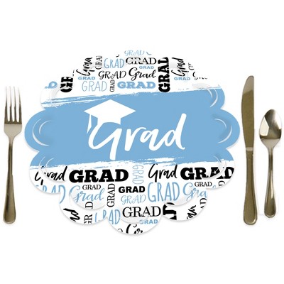 Big Dot of Happiness Light Blue Grad Best is Yet to Come Light Blue Graduation Party Round Table Decorations Paper Chargers Place Setting For 12