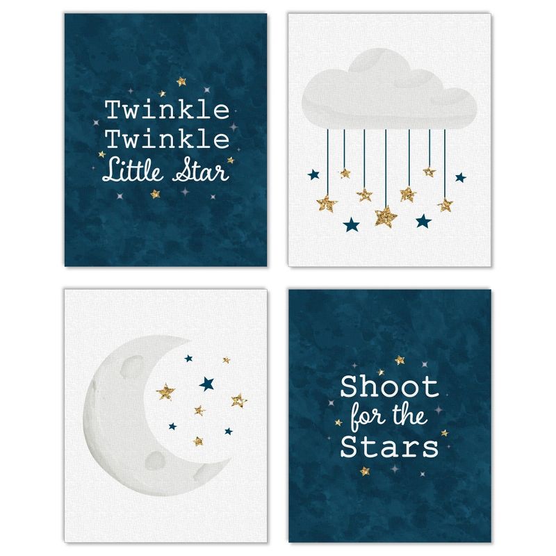 Big Dot of Happiness Twinkle Twinkle Little Star - Unframed Moon & Cloud Nursery and Kids Room Linen Paper Wall Art - Set of 4 Artisms - 8 x 10 inches, 1 of 8
