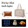Work Tote Bag with Lunch Compartment, 16.5" PU Leather Laptop Bag with Insulated Leakproof of Lunch Box and Wristlet, Briefcase for Off, Trav, Casual - 2 of 4