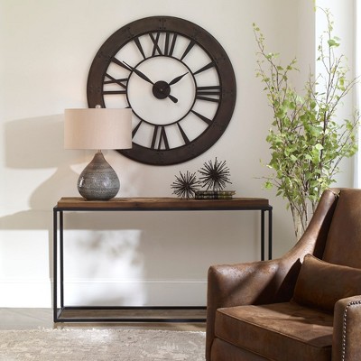 Holston 54" Satin Black and Natural Reclaimed Wood Console Table