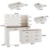 Large Makeup Vanity Desk with Mirror and Lights and 8 Drawers, Glass Top Vanity Dresser Combo, White - 2 of 4