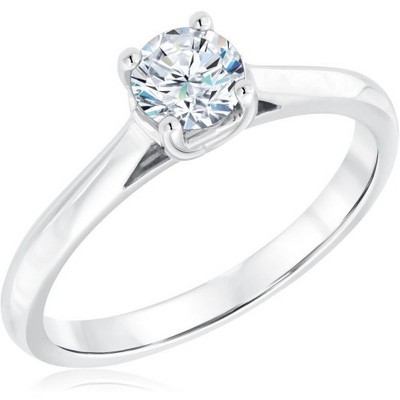 Pompeii3 1/2Ct Round Diamond Solitaire Engagement Ring 10k White Gold