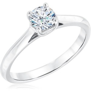Pompeii3 1/2Ct Round Diamond Solitaire Engagement Ring 10k White Gold - 1 of 4
