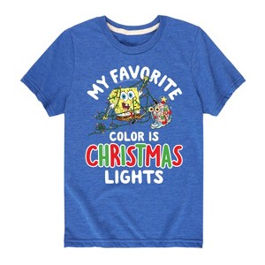 Boys' - SpongeBob SquarePants - My Favorite Color Is Christmas Lights Short Sleeve Graphic T-Shirt - 1 of 4