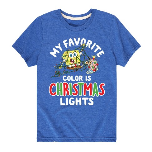 Spongebob Squarepants My Favorite Color Is Christmas Lights Short Sleeve Graphic T-shirt - Royal ...