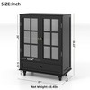 NicBex Modern Minimalist Dining Room Cabinet with Storage,Double Glass Doors and Drawer,Wooden Storage Sideboard Cupboard for Living Room - 2 of 4