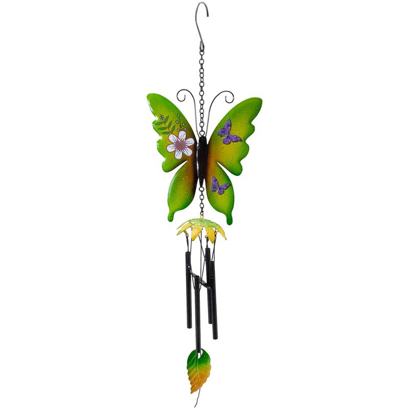 Northlight 15.75" Green Metal Butterfly Outdoor Garden Windchime, 1 of 6