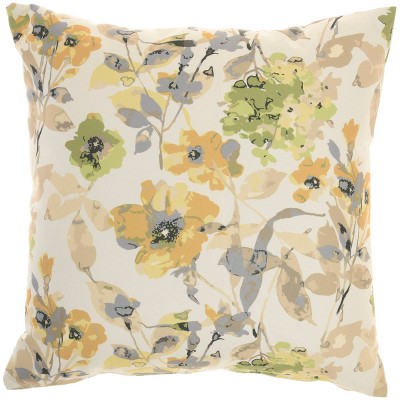 18"x18" Reversible Indoor/Outdoor Water Drops and Flowers Square Throw Pillow - Mina Victory