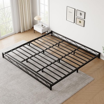 6 Inch Twin/Full/Queen/King Size Metal Platform Bed Frame with Wavy Pattern,Black/White