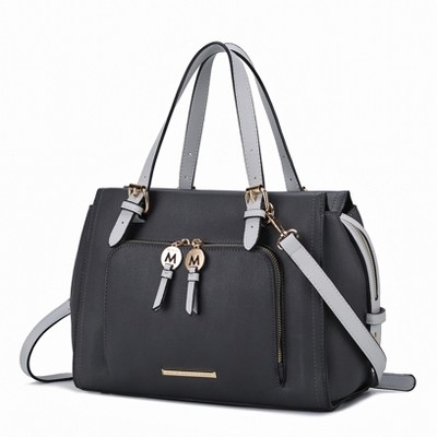 MKF Collection Elise Vegan Leather Color-block Women’s Satchel Bag by Mia K - Charcoal Light Grey