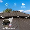 DOMETOUR 14x24FT Hardtop Gazebo, Steel Roof, Aluminum Frame, Gutter, Curtains & Netting, Wood-Look Metal Pavilion for Patio/Garden - 2 of 4
