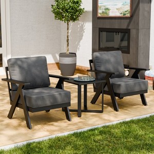 EAGLE PEAK Urban Slate 3 PCS Outdoor Bistro Set with Modern Patio Chairs and Table - 1 of 4