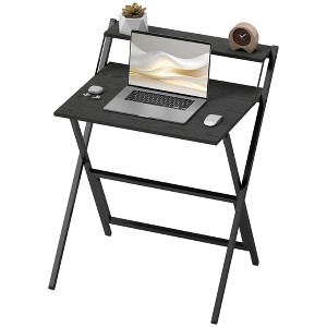Aghana Digitals 27.6" Compact Foldable Computer Desk with Monitor Shelf, X-Shaped Steel Frame, Easy - 1 of 4