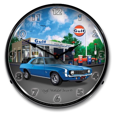 Collectable Sign & Clock | 1969 SS Camaro Gulf LED Wall Clock Retro/Vintage, Lighted