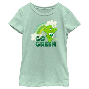 Girl's Care Bears St. Patrick's Day Good Luck Bear Go Green T-Shirt - 1 of 4