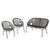 3-Piece Wicker Patio Conversation Set with 2 Arm Chairs and Loveseat, Outdoor Furniture for Balcony or Small Space – The Pop Home - 2 of 4