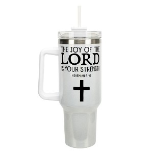 Elanze Designs Joy of the Lord Is Your Strength Cross 40 oz. Stainless Steel, Large Water Bottle Coffee Mug, Spill & Leak Resistant, Thermal Travel - 1 of 1