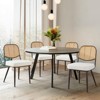 Bekrvio Rattan Dining Chairs Set of 4 - Mid Century Modern Boucle Upholstered Cane Back Side Chairs with Metal Legs for Kitchen - 3 of 4