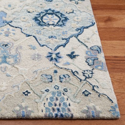 Blue and Beige Hand-Tufted Wool 6' x 9' Area Rug