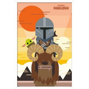Trends International Star Wars: The Mandalorian - Geo Pop Sunset Framed Wall Poster Prints - 1 of 4
