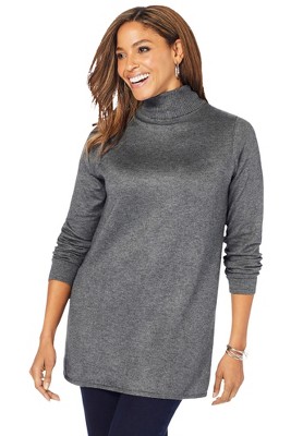 Jessica London Women's Plus Size Cotton Cashmere Turtleneck