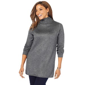 Jessica London Women's Plus Size Cotton Cashmere Turtleneck - 1 of 4