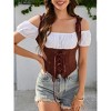 Women Costume Fake Two Piece Strappy Vintage Corset Vest Pirate Medieval Viking Steampunk Gothic Tank Top - 2 of 4