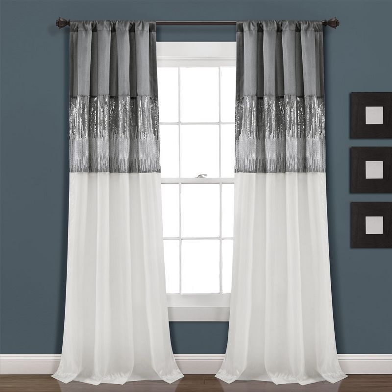 Home Boutique Night Sky Window Curtain Panel Single Gray/White 42X84, 1 of 2
