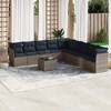 vidaXL Patio Sofa Set with Cushions 10 Piece, Sectional Sofa with Glass Table, Outdoor Conversation Set, Modern Style, Gray Poly Rattan - 2 of 4