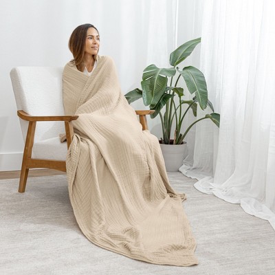 Sand Muslin Cotton Reversible Queen Throw Blanket