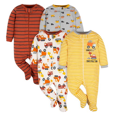 Gerber Baby Boys' Long Sleeve Sleep 'n Plays - Transportation Zone -  Preemie - 4-pack : Target