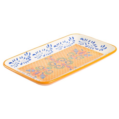 Laurie Gates Tierra 14.8" X 8.5" Hand Painted Stoneware Rectangular Platter: Off-White Rectangle Serving Platter - image 1 of 4