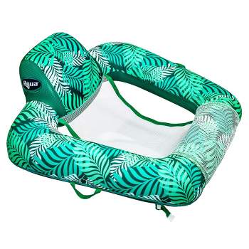 Aqua Zero Gravity Inflatable Outdoor Indoor Swimming Pool Chair Hammock Lounge Float, Teal Fern Leaf Green