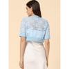 INSPIRE CHIC Women's Lace Round Neck Satin Panel Short Sleeve Bolero Shrugs - 3 of 4