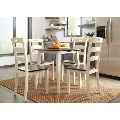 Cottage Charm Cream and Brown Round Extendable Dining Table