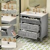 Okak Modern Freestanding Bathroom Vanity with Ceramic Sink Combo,Small Solid Wood Bathroom Storage Cabinet with3 Drawers - 2 of 4