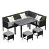 Anybear 7PC Blue-Grey Waterproof Seat Cushions Glass Table Space Saving Garden Furniture Set - 3 of 4