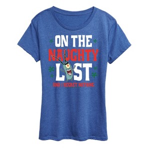 Women's - SpongeBob SquarePants - Plankton Naughty List Short Sleeve Graphic T-Shirt - 1 of 4