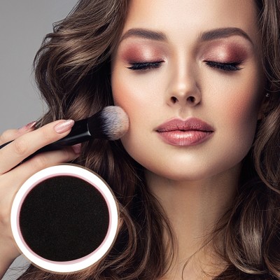 Compact Pink Round Makeup Sponge Brush Cleaner