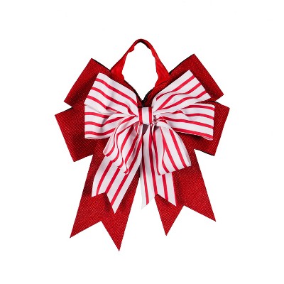 Evergreen Candy Stripe Door Tag Bow