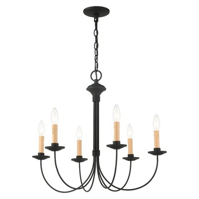 Heritage Black Steel 6-Light Candelabra Chandelier
